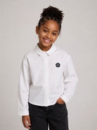 Camicia per bambina Kenzo Kids bianca con applicazione frontale con logo Boke Flower K62019 117 KENZO KIDS 