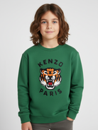 Felpa per bambino Kenzo Kids verde con stampa logo sul davanti K62029 651 KENZO KIDS 