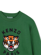 Felpa per bambino Kenzo Kids verde con stampa logo sul davanti K62029 651 KENZO KIDS 
