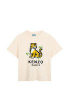 T-shirt per bambino Kenzo Kids beige con motivo Tiger K62033 21G KENZO KIDS 