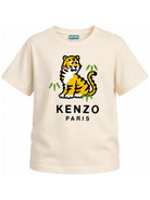 T-shirt per bambino Kenzo Kids beige con motivo Tiger K62033 21G KENZO KIDS 