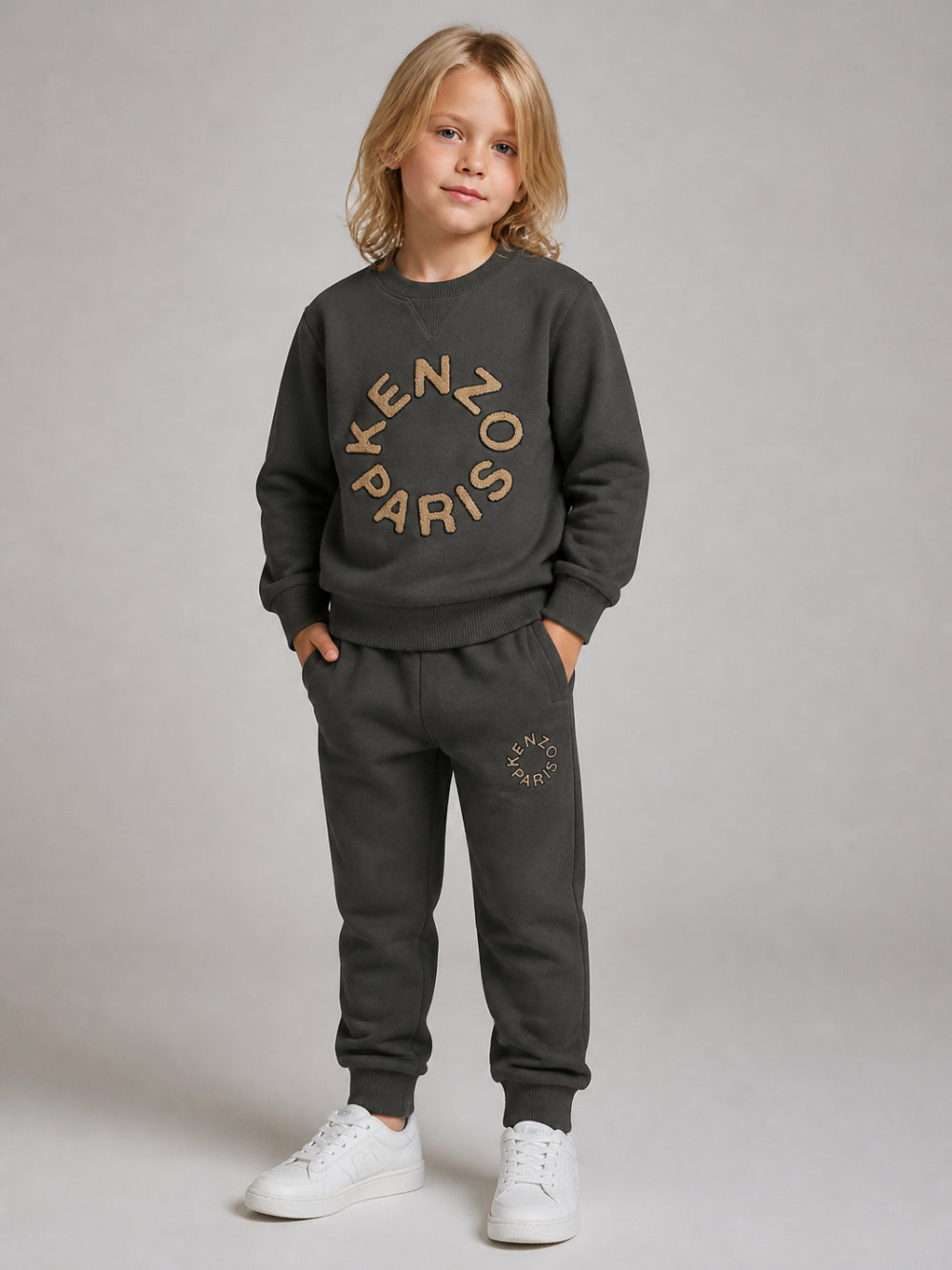 Tuta sportiva per bambino Kenzo Kids verde con logo ricamato K62039 64Q KENZO KIDS 