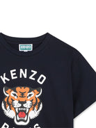 T-shirt girocollo per bambino Kenzo Kids blu con motivo Tiger Head K62051 845 KENZO KIDS 
