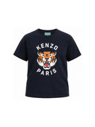 T-shirt girocollo per bambino Kenzo Kids blu con motivo Tiger Head K62051 845 KENZO KIDS 