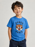 T-shirt per bambino Kenzo Kids azzurra con stampa logo sul davanti K62051 86J KENZO KIDS 
