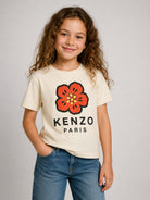 T-shirt per bambina Kenzo Kids bianca con stampa Boke Flower sul davanti K62053 21G KENZO KIDS 