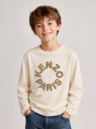 T-shirt per bambino Kenzo Kids beige con applicazione logo K62054 21G KENZO KIDS 
