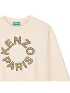 T-shirt per bambino Kenzo Kids beige con applicazione logo K62054 21G KENZO KIDS 