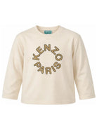 T-shirt per bambino Kenzo Kids beige con applicazione logo K62054 21G KENZO KIDS 