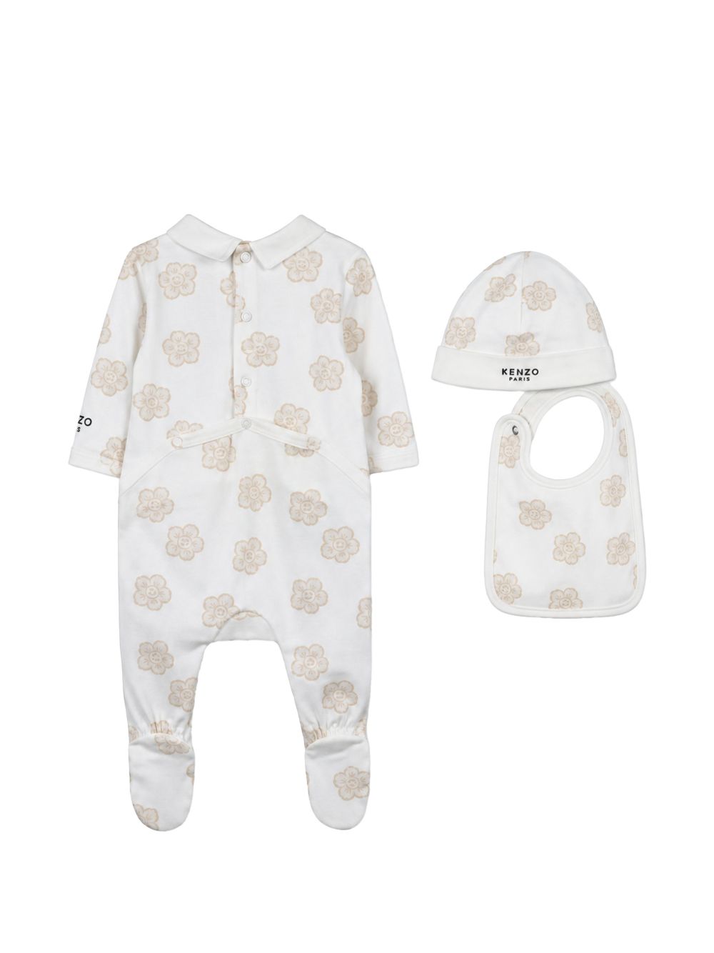 Set di tutina, berretto e bavaglino per neonati Kenzo Kids bianco Boke Flower (set da tre) K62068 117 KENZO KIDS 
