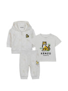 Set tre pezzi per neonato Kenzo Kids bianco con stampa tigre K62070 117 KENZO KIDS 