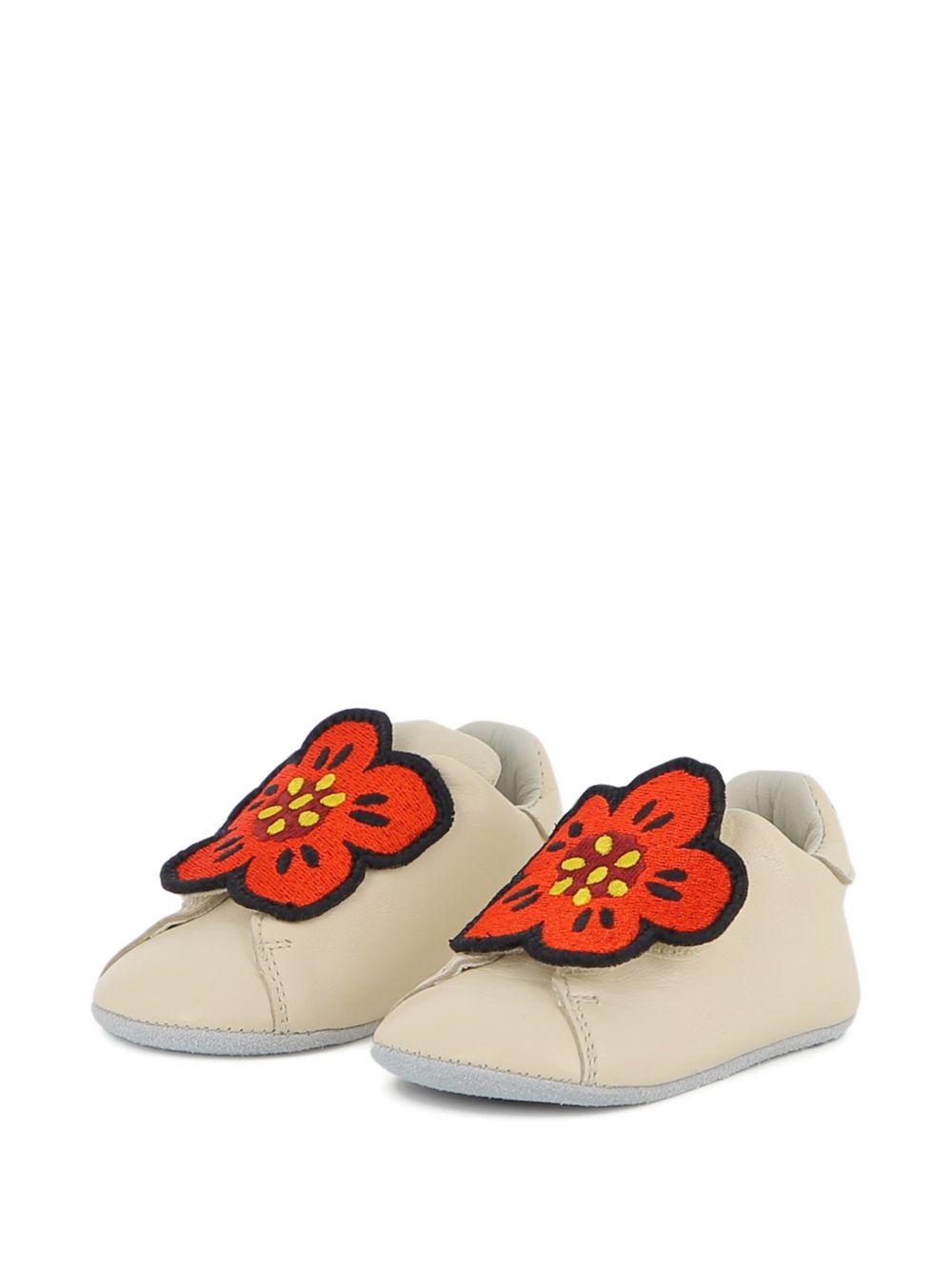 Scarpe primi passi per neonati Kenzo Kids beige con applicazione Flower K62071 117 KENZO KIDS 