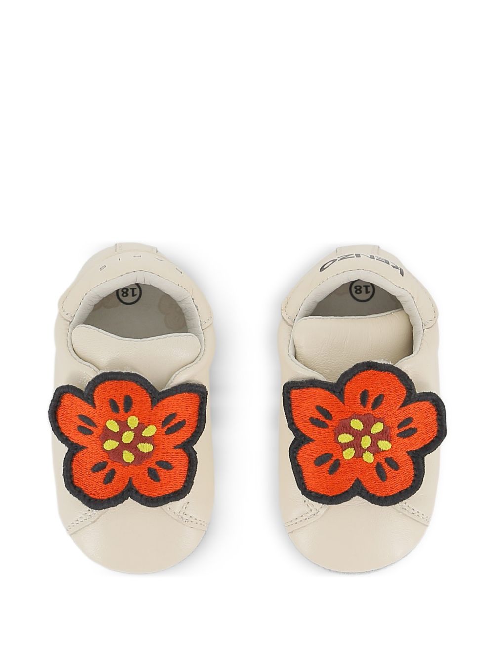 Scarpe primi passi per neonati Kenzo Kids beige con applicazione Flower K62071 117 KENZO KIDS 