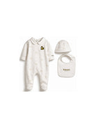 Set tutina, berretto e bavaglino per neonati Kenzo Kids bianco con stampa monogramma K62079 117 KENZO KIDS 