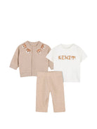 Set tre pezzi per neonati Kenzo Kids beige con stampa tigre K62090 230 KENZO KIDS 