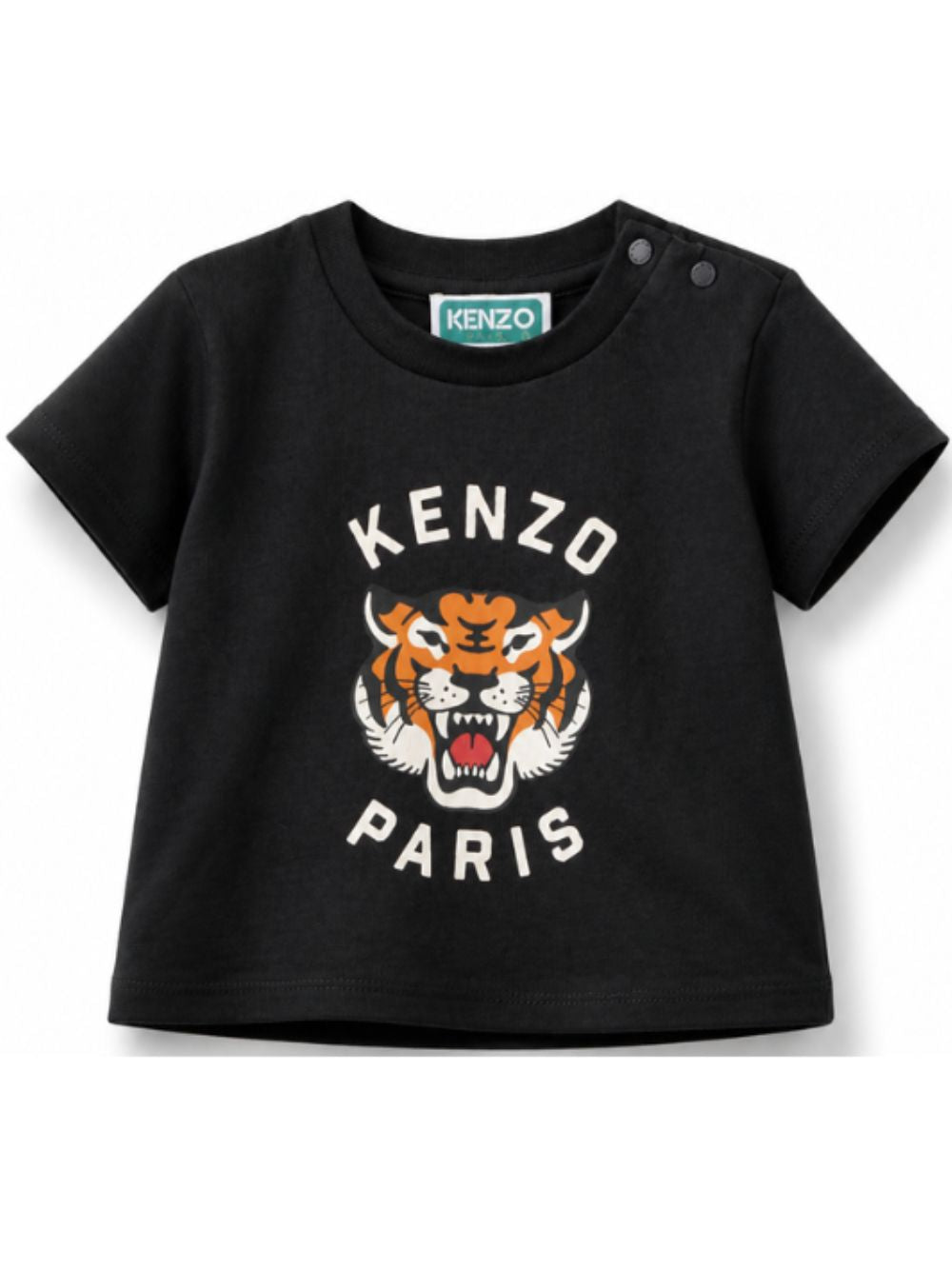 T-shirt per neonato Kenzo Kids nera con stampa grafica Tiger head K62110 26 KENZO KIDS 