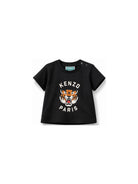T-shirt per neonato Kenzo Kids nera con stampa grafica Tiger head K62110 26 KENZO KIDS 