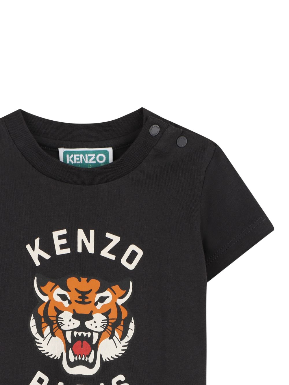 T-shirt per neonato Kenzo Kids nera con stampa grafica Tiger head K62110 26 KENZO KIDS 