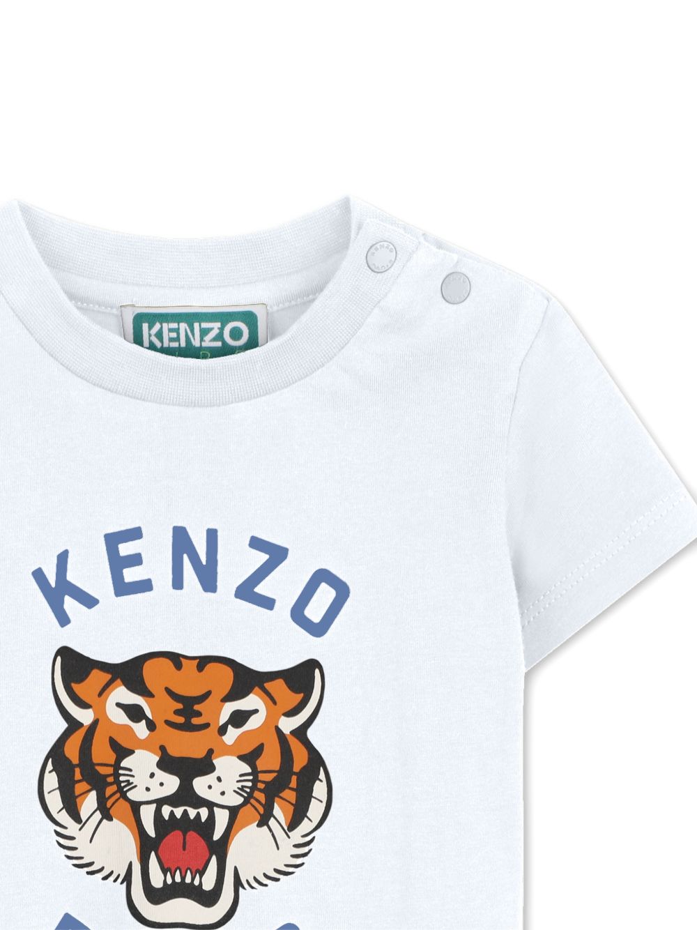 T-shirt per neonato Kenzo Kids azzurro con stampa grafica Tiger Head K62110 77M KENZO KIDS 