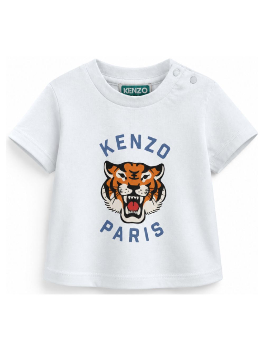 T-shirt per neonato Kenzo Kids azzurro con stampa grafica Tiger Head K62110 77M KENZO KIDS 