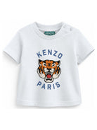 T-shirt per neonato Kenzo Kids azzurro con stampa grafica Tiger Head K62110 77M KENZO KIDS 