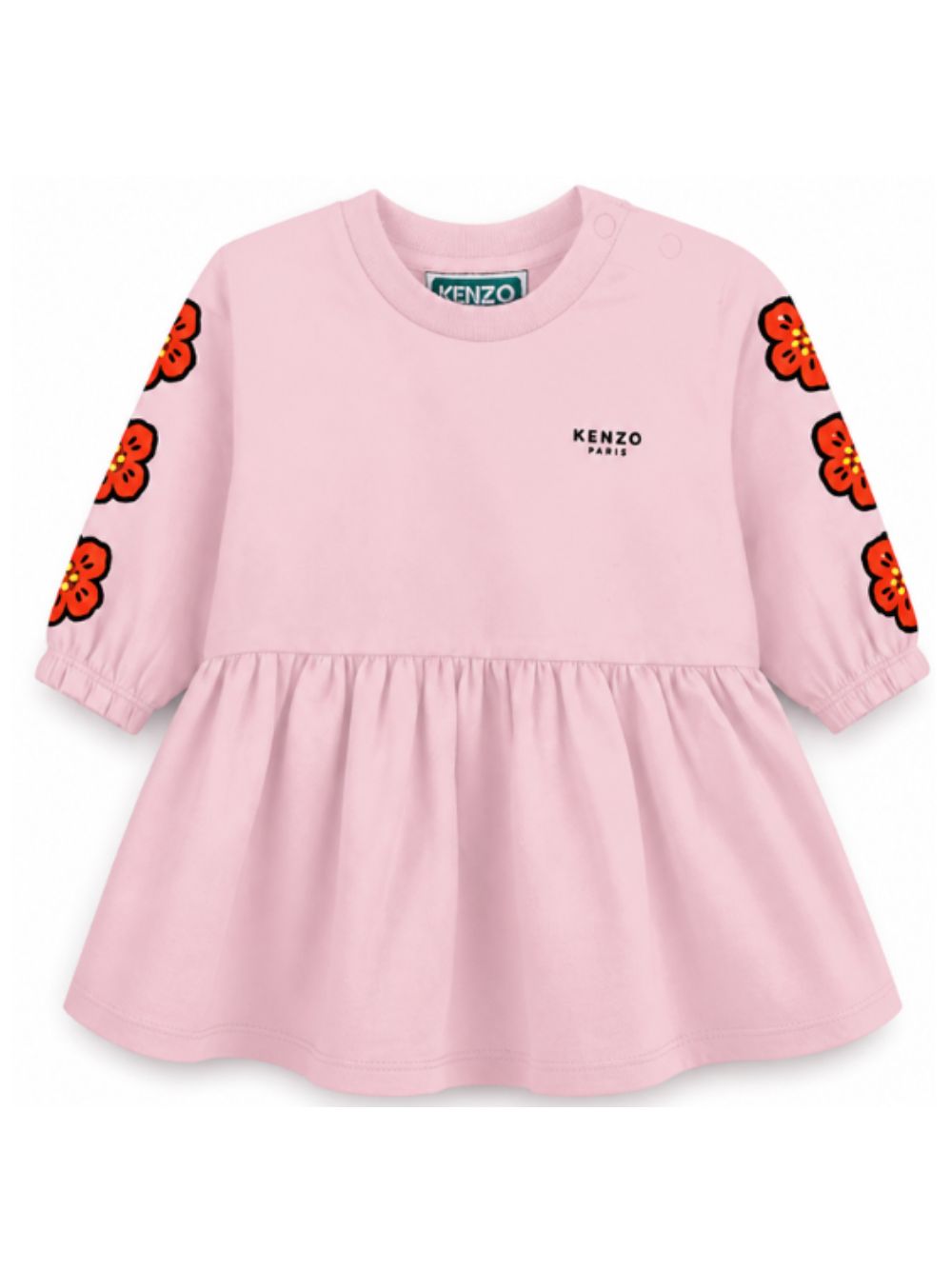 Abito svasato per neonata Kenzo Kids rosa con stampa Boke Flower K62123 44F KENZO KIDS 