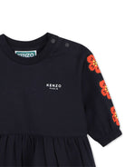 Abito svasato per neonata Kenzo Kids blu con stampa Boke Flower K62123 845 KENZO KIDS 