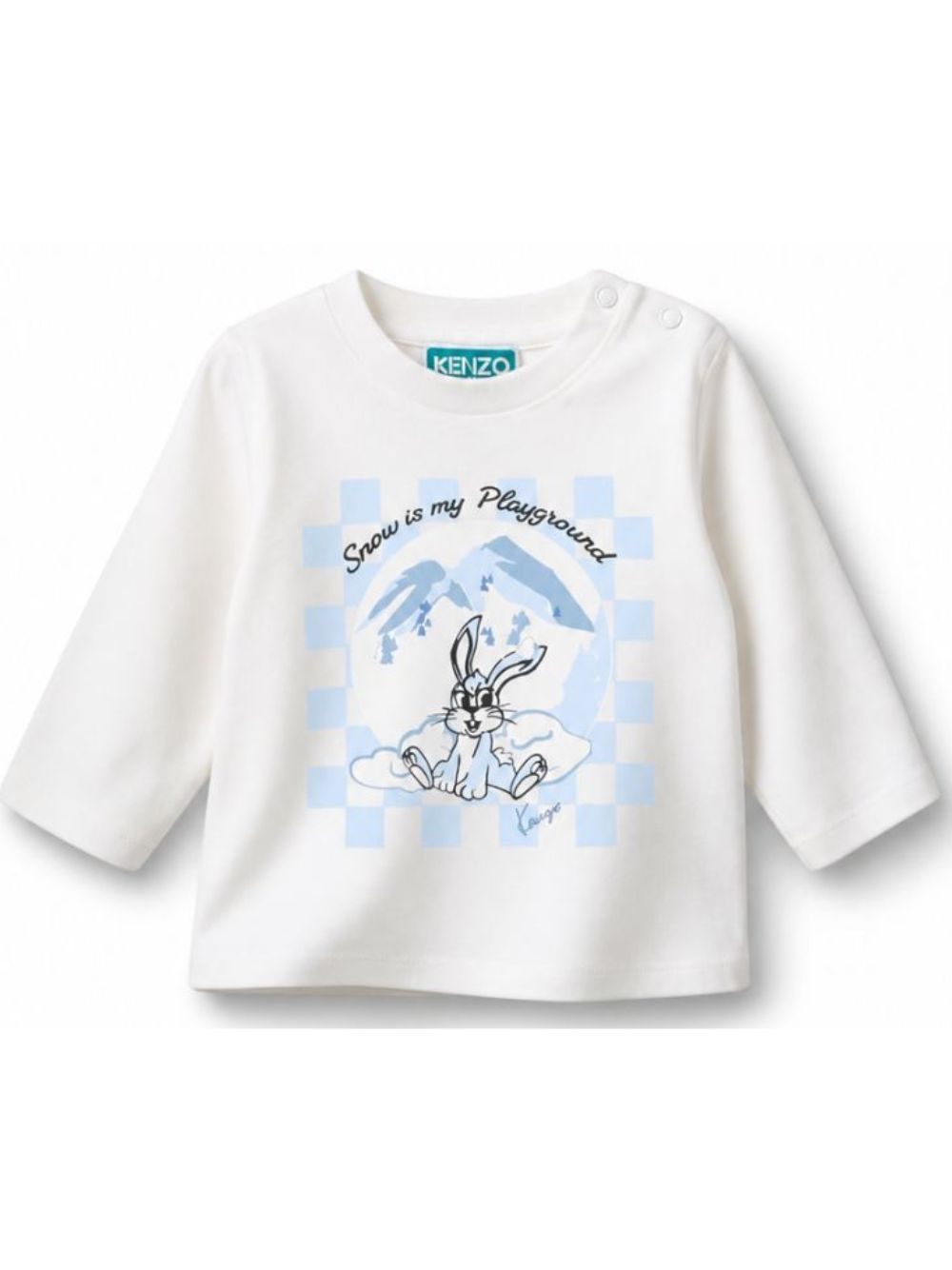 T-shirt per neonati Kenzo Kids bianca con stampa grafica K62131 117 KENZO KIDS 