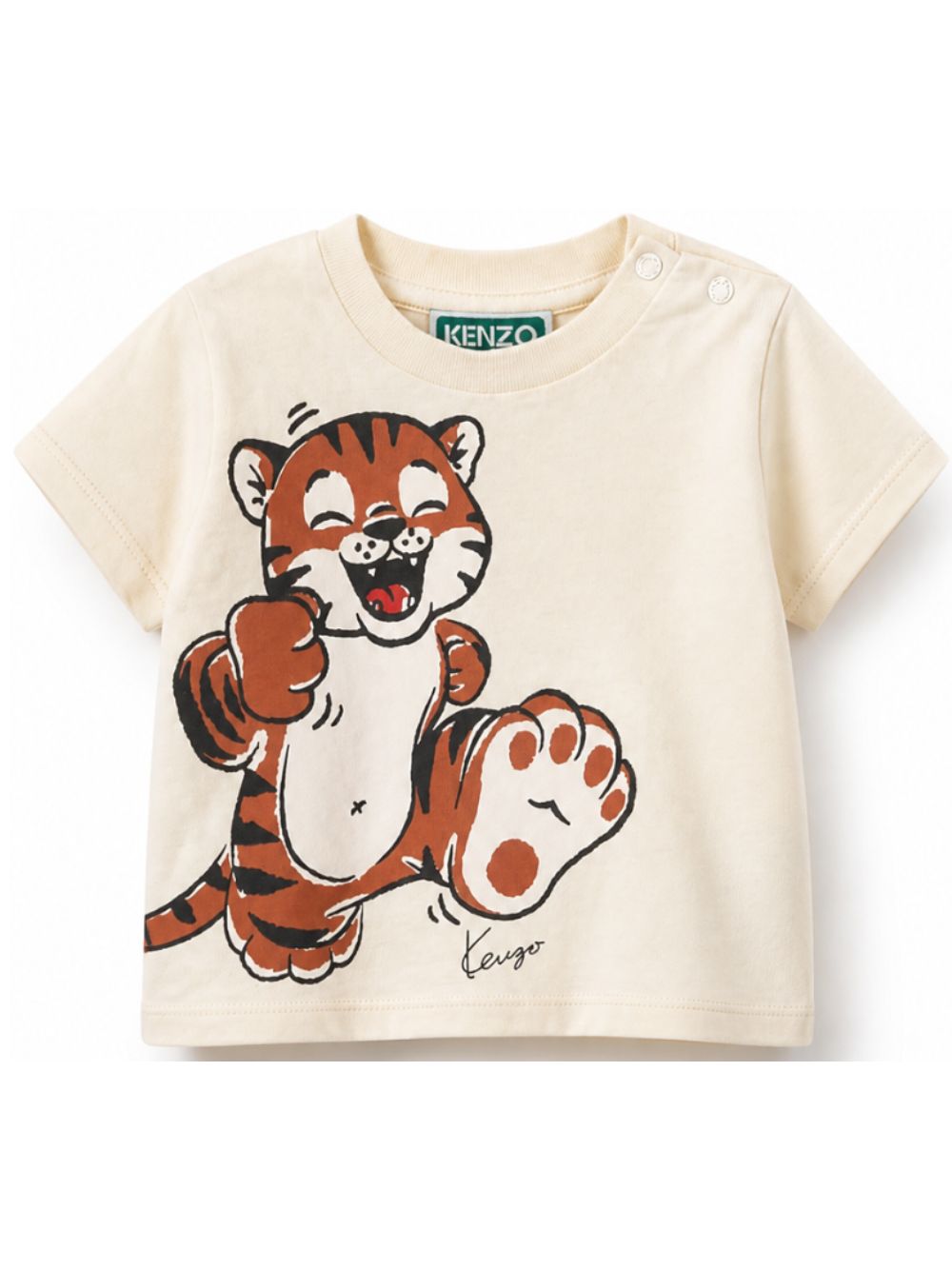 T-shirt per neonati Kenzo Kids beige con stampa Tigre sul davanti K62132 21G KENZO KIDS 