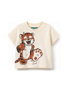 T-shirt per neonati Kenzo Kids beige con stampa Tigre sul davanti K62132 21G KENZO KIDS 