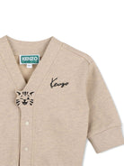 Cardigan per neonato Kenzo Kids beige con scollo a V e logo K62139 230 KENZO KIDS 