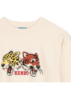 T-shirt per bambino Kenzo Kids beige con stampa Tigri sul davanti K62169 21G KENZO KIDS 