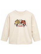 T-shirt per bambino Kenzo Kids beige con stampa Tigri sul davanti K62169 21G KENZO KIDS 