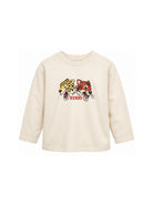 T-shirt per bambino Kenzo Kids beige con stampa Tigri sul davanti K62169 21G KENZO KIDS 