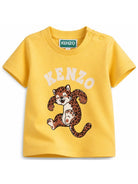T-shirt per neonato Kenzo Kids gialla con stampa grafica Tigre K62188 563 KENZO KIDS 