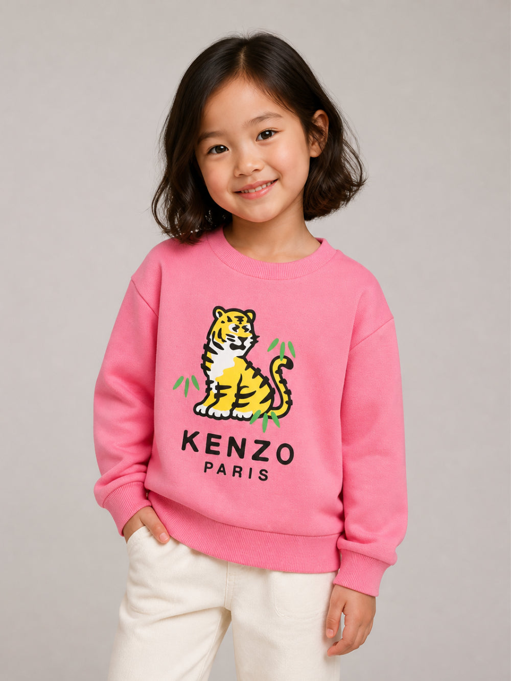 Felpa per bambina Kenzo Kids rosa con stampa Tigre sul davanti K62189 45A KENZO KIDS 