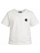 T-shirt per bambina Kenzo Kids bianca con applicazione Boke Flower sul petto K62190 117 KENZO KIDS 