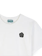 T-shirt per bambina Kenzo Kids bianca con applicazione Boke Flower sul petto K62190 117 KENZO KIDS 
