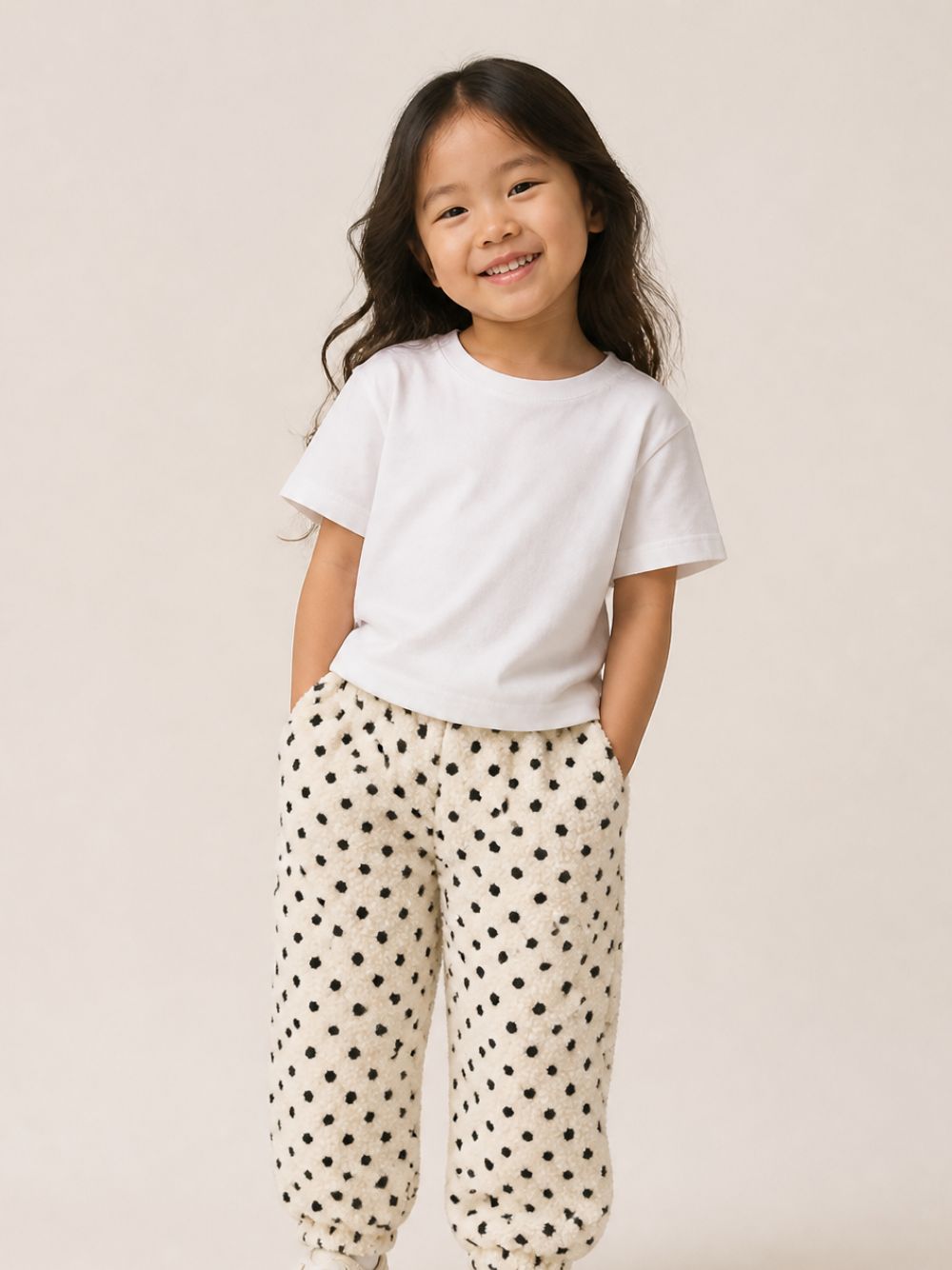Pantaloni per bambina Konges Slojd  Kids beige a pois KS105714 P30119 KONGES SLOJD KIDS 