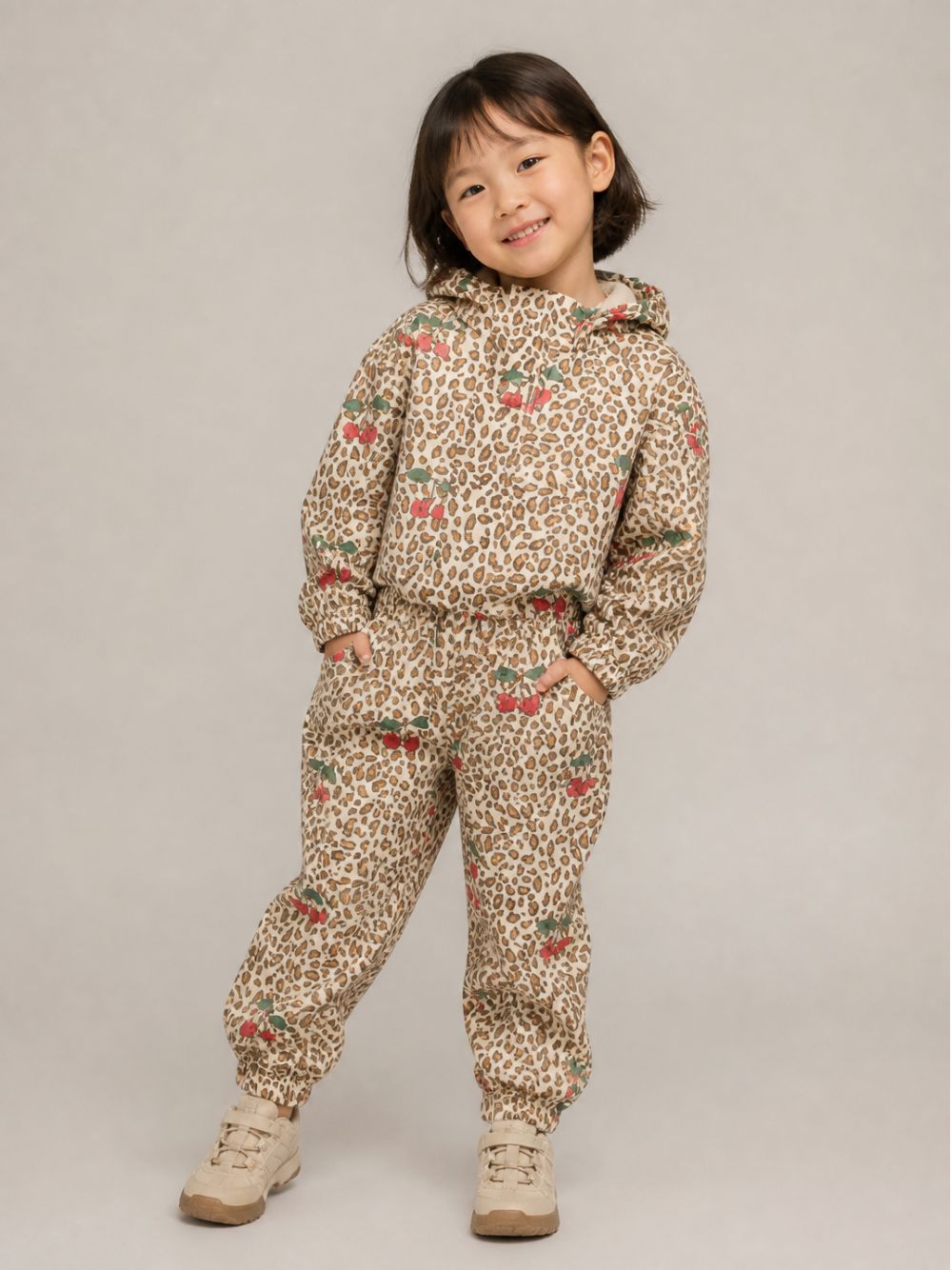 Tuta da neve Rainy Palme per bambina Konges Slojd marrone con stampa grafica animalier KS105764 P30123 KONGES SLOJD KIDS 