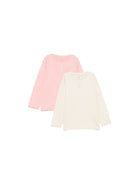 Set due t-shirt per bambina Konges Slojd Kids beige e rosa con dettaglio logo KS105846 M00215 KONGES SLOJD KIDS 