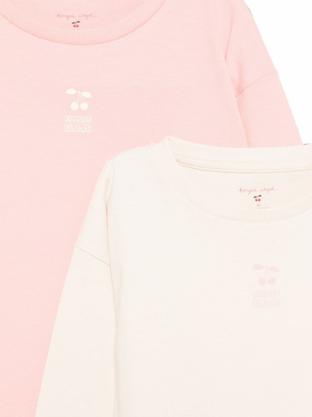 Set due t-shirt per bambina Konges Slojd Kids beige e rosa con dettaglio logo KS105846 M00215 KONGES SLOJD KIDS 