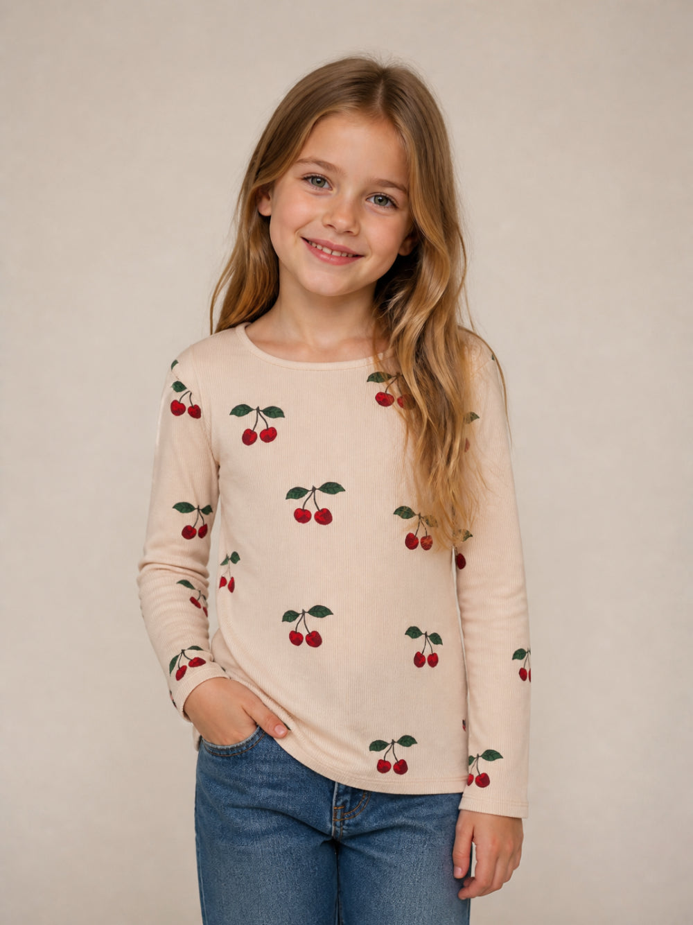 T-shirt per bambina Konges Slojd Kids rosa con ricamo cherry KS105983 P00049 KONGES SLOJD KIDS 