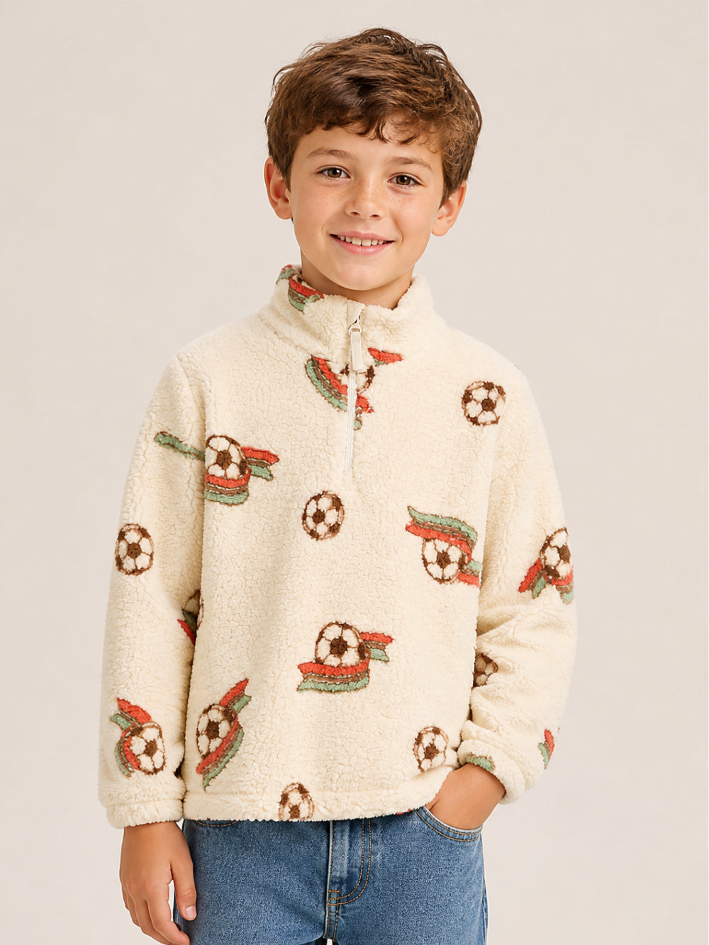 Felpa per bambino Konges Slojd beige con stampa grafica KS106047 P30026 KONGES SLOJD KIDS 