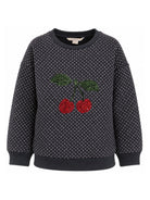 Felpa per bambina Konges Slojd Kids blu con motivo a ciliegie sul davanti KS106113 P30132 KONGES SLOJD KIDS 