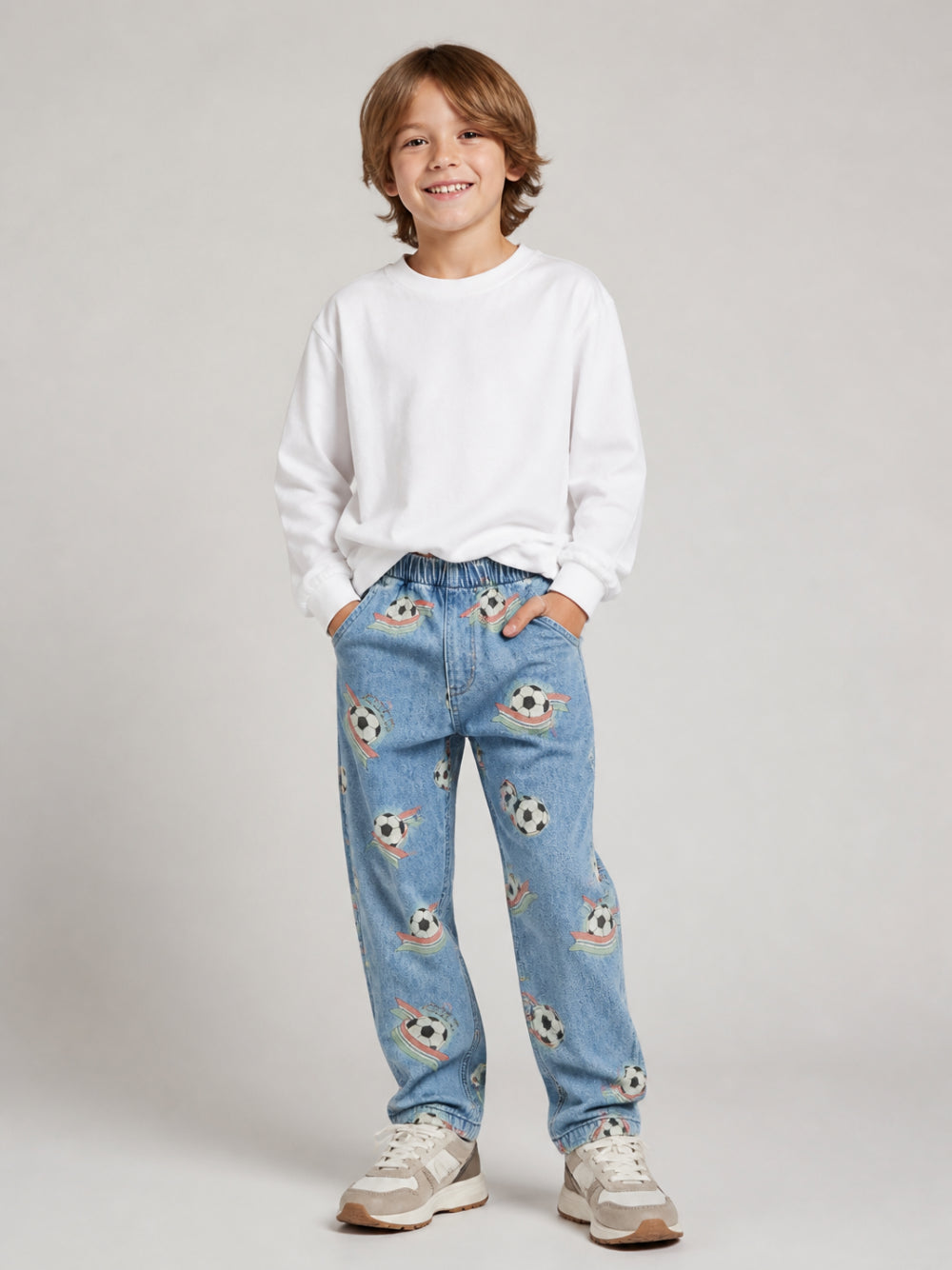 Jeans per bambino Konges Slojd Kids blu con stampa football all-over KS106133 P25170 KONGES SLOJD KIDS 