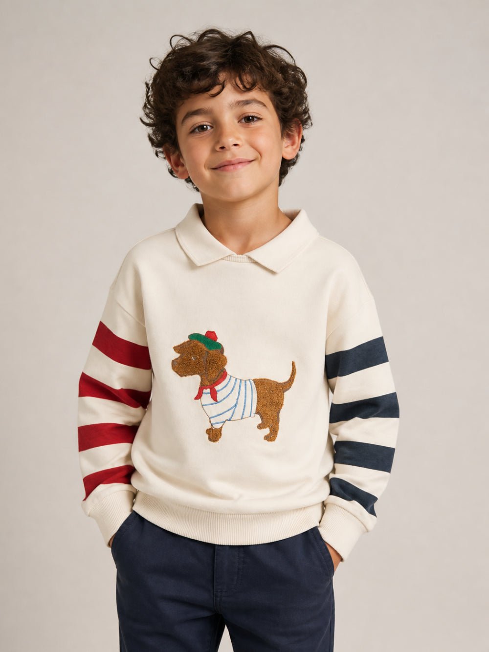 Felpa per bambino Konges Slojd beige con applicazione sul davanti KS106253 S00084 KONGES SLOJD KIDS 
