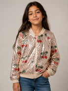 Giubbino per bambina Konges Slojd Kids rosa con motivo a ciliegie impreziosita da paillettes KS106257 P00050 KONGES SLOJD KIDS 