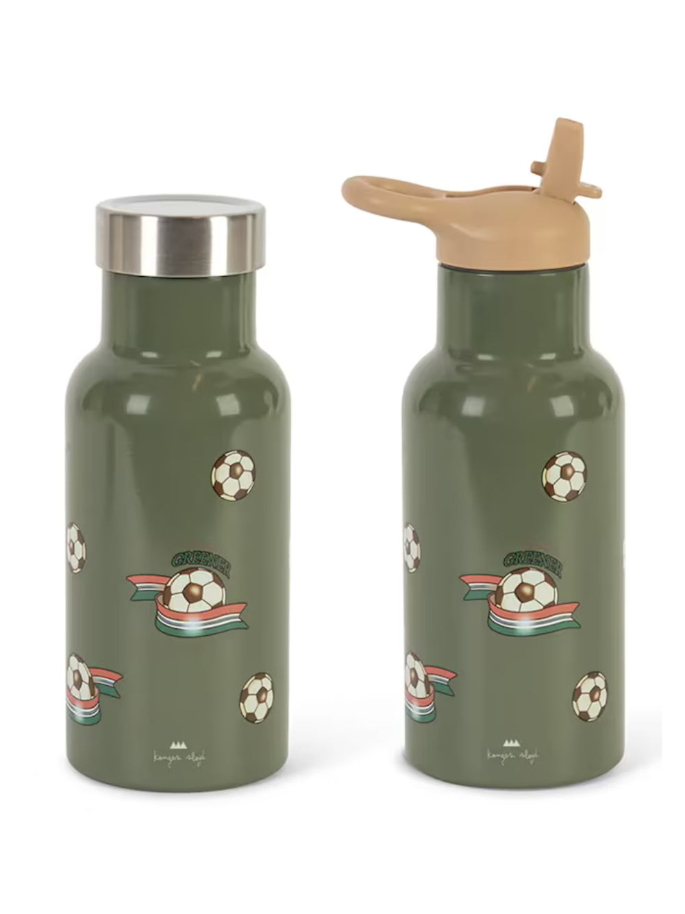 Borraccia termica per bambino Konges Slojd Kids verde con stampa grafica palloni da calcio KS106287 P30044 KONGES SLOJD KIDS 