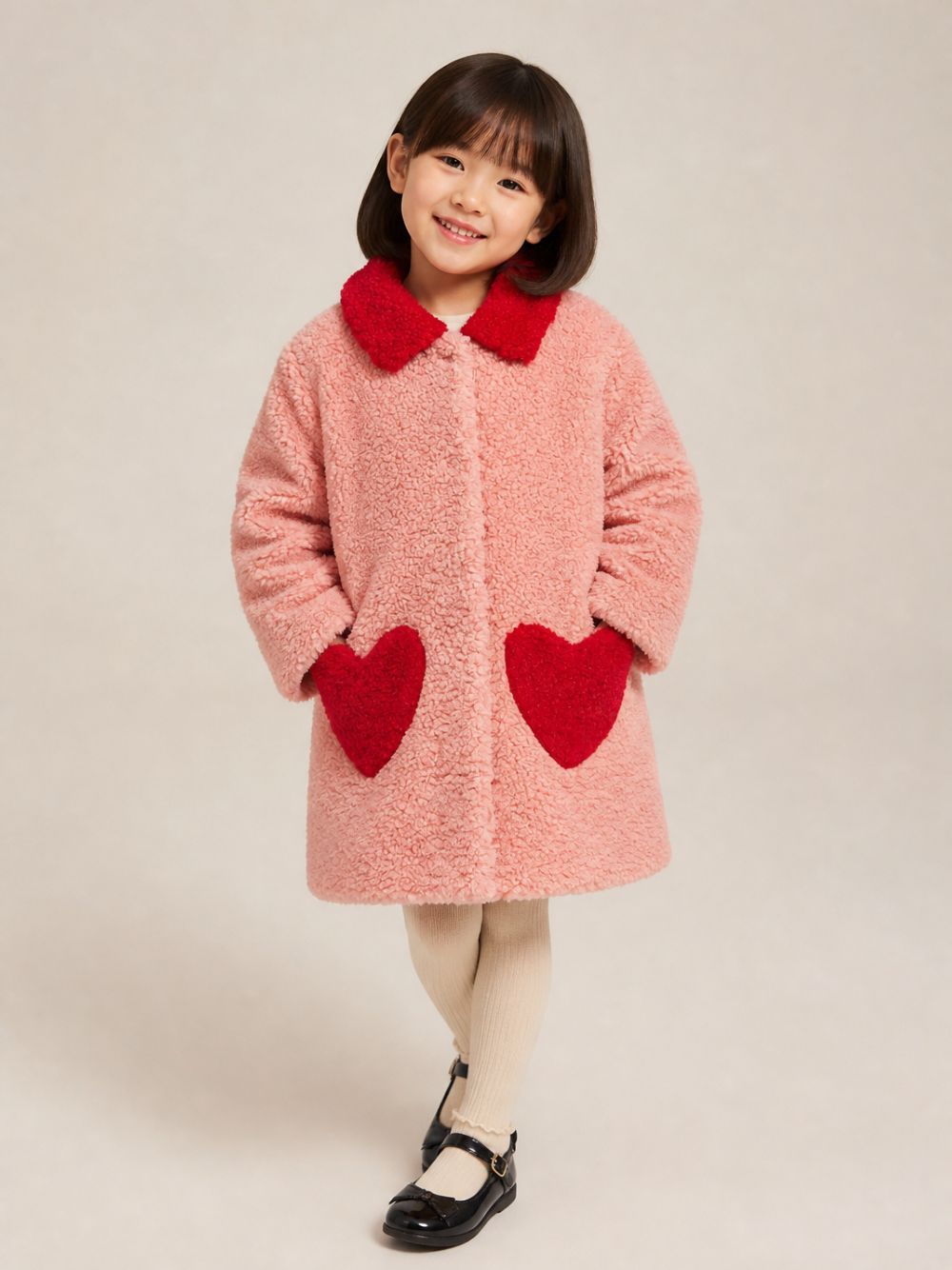 Cappotto per bambina Konges Slojd Kids rosa con decorazione a forma di cuori KS106289 S30039 KONGES SLOJD KIDS 